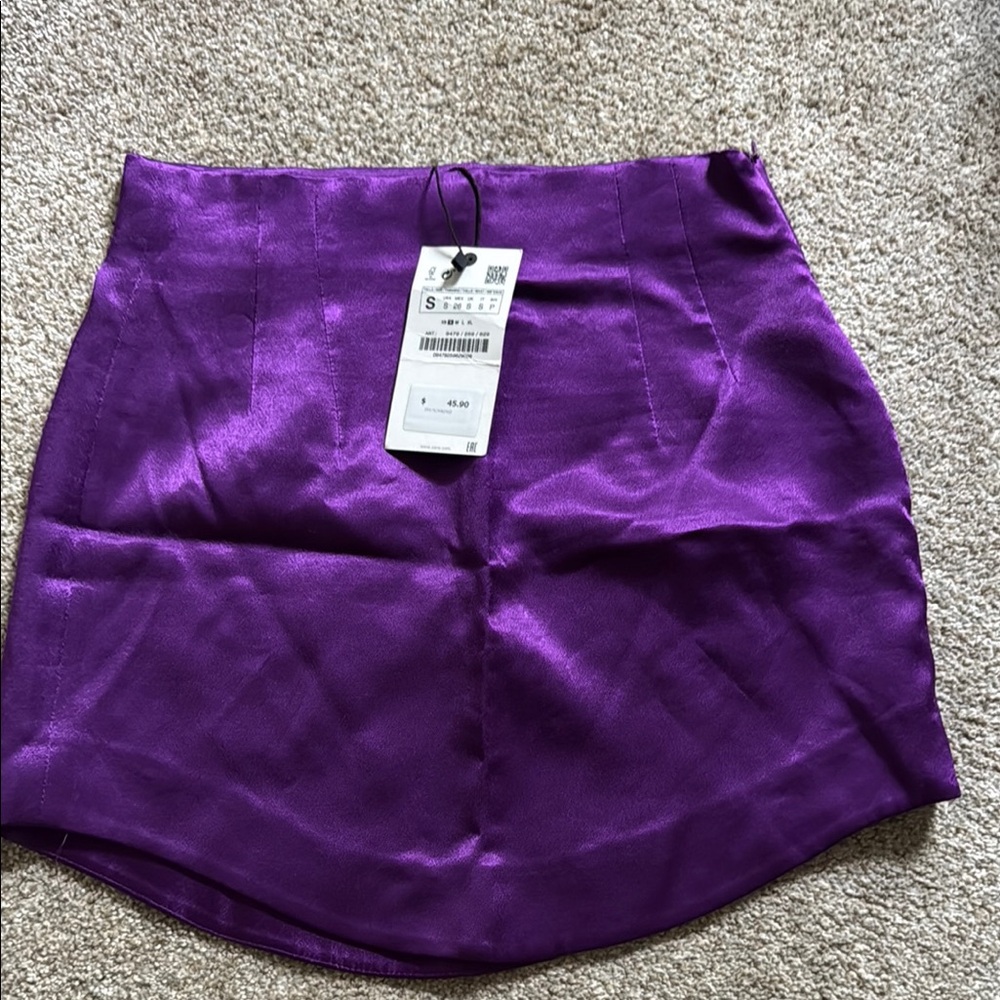 Zara Purple Satin Mini Skirt